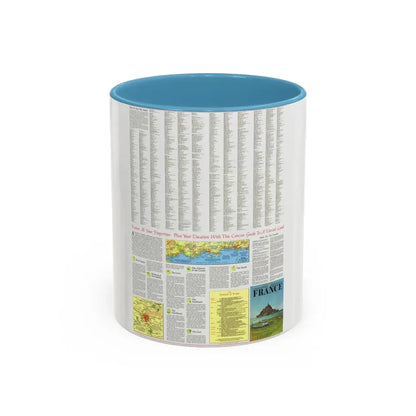 France - A Traveller's Map 2 (1971) (Map) Accent Coffee Mug 11oz Light Blue - Go Mug Yourself