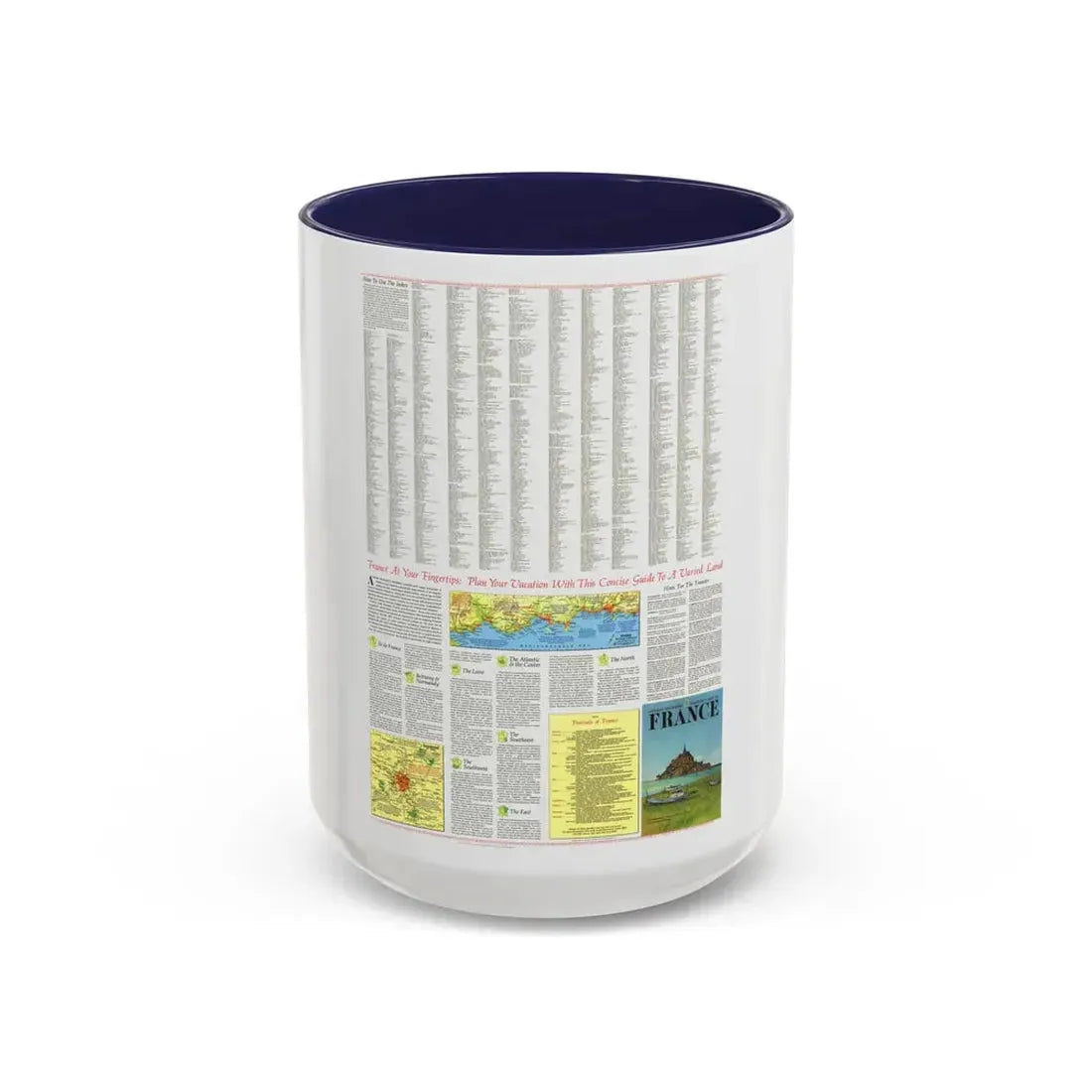 France - A Traveller's Map 2 (1971) (Map) Accent Coffee Mug 15oz Navy - Go Mug Yourself