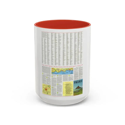 France - A Traveller's Map 2 (1971) (Map) Accent Coffee Mug 15oz Red - Go Mug Yourself