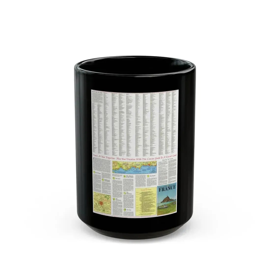 France - A Traveller's Map 2 (1971) (Map) Black Coffee Mug 15oz - Go Mug Yourself