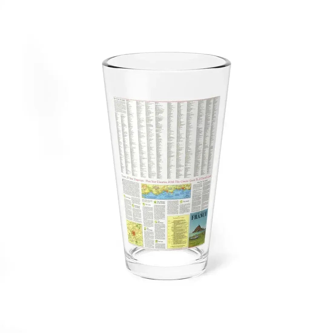 France - A Traveller's Map 2 (1971) (Map) Pint Glass 16oz 16oz - Go Mug Yourself