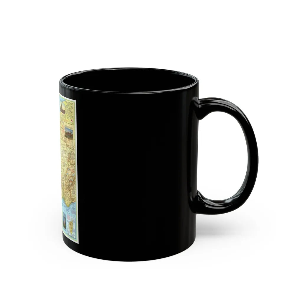 France - A Traveller's Map 1 (1971) (Map) Black Coffee Mug-Go Mug Yourself