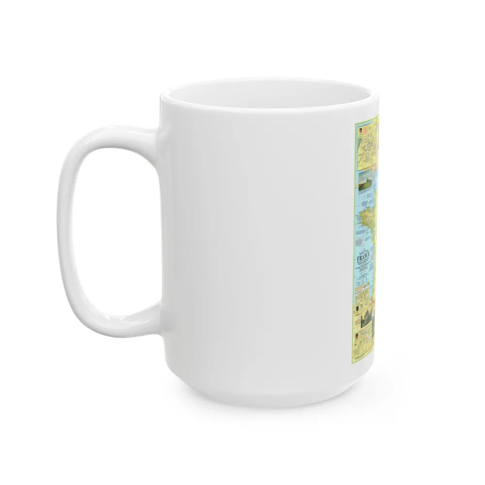 France - A Traveller's Map 1 (1971) (Map) White Coffee Mug-Go Mug Yourself