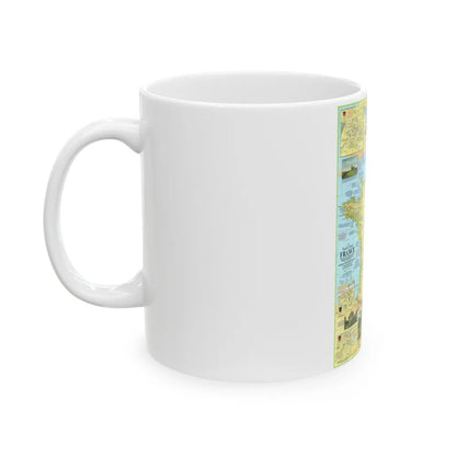 France - A Traveller's Map 1 (1971) (Map) White Coffee Mug-Go Mug Yourself