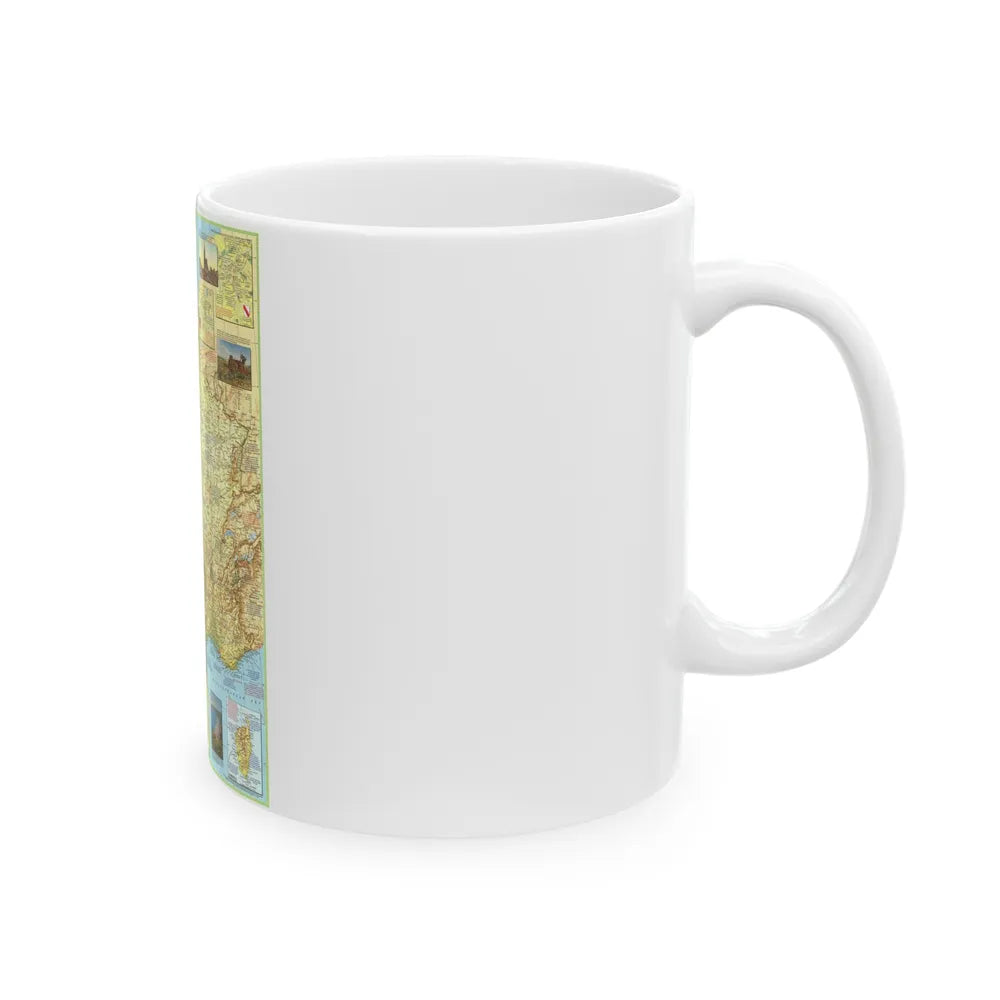 France - A Traveller's Map 1 (1971) (Map) White Coffee Mug-Go Mug Yourself