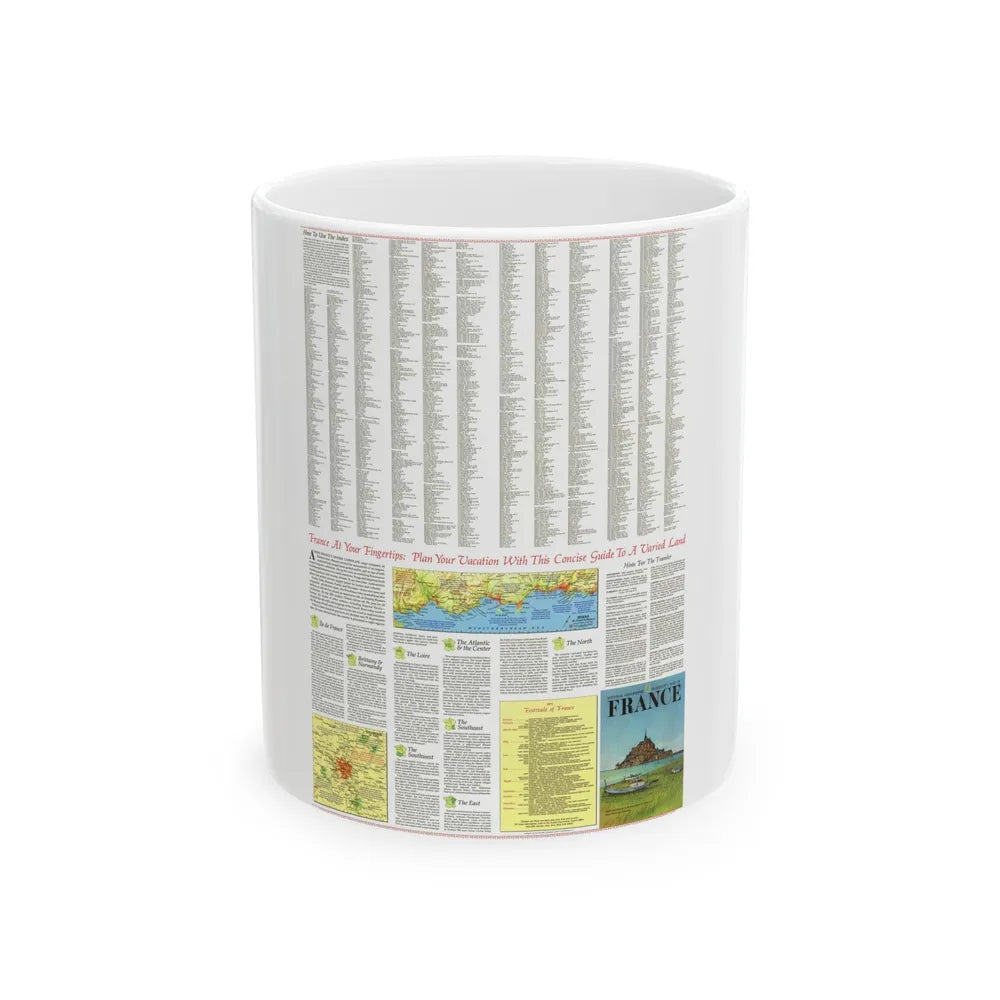 France - A Traveller's Map 2 (1971) (Map) White Coffee Mug-11oz-Go Mug Yourself