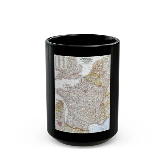 France, Belgium, and the Netherlands (1960) (Map) Black Coffee Mug 15oz - Go Mug Yourself