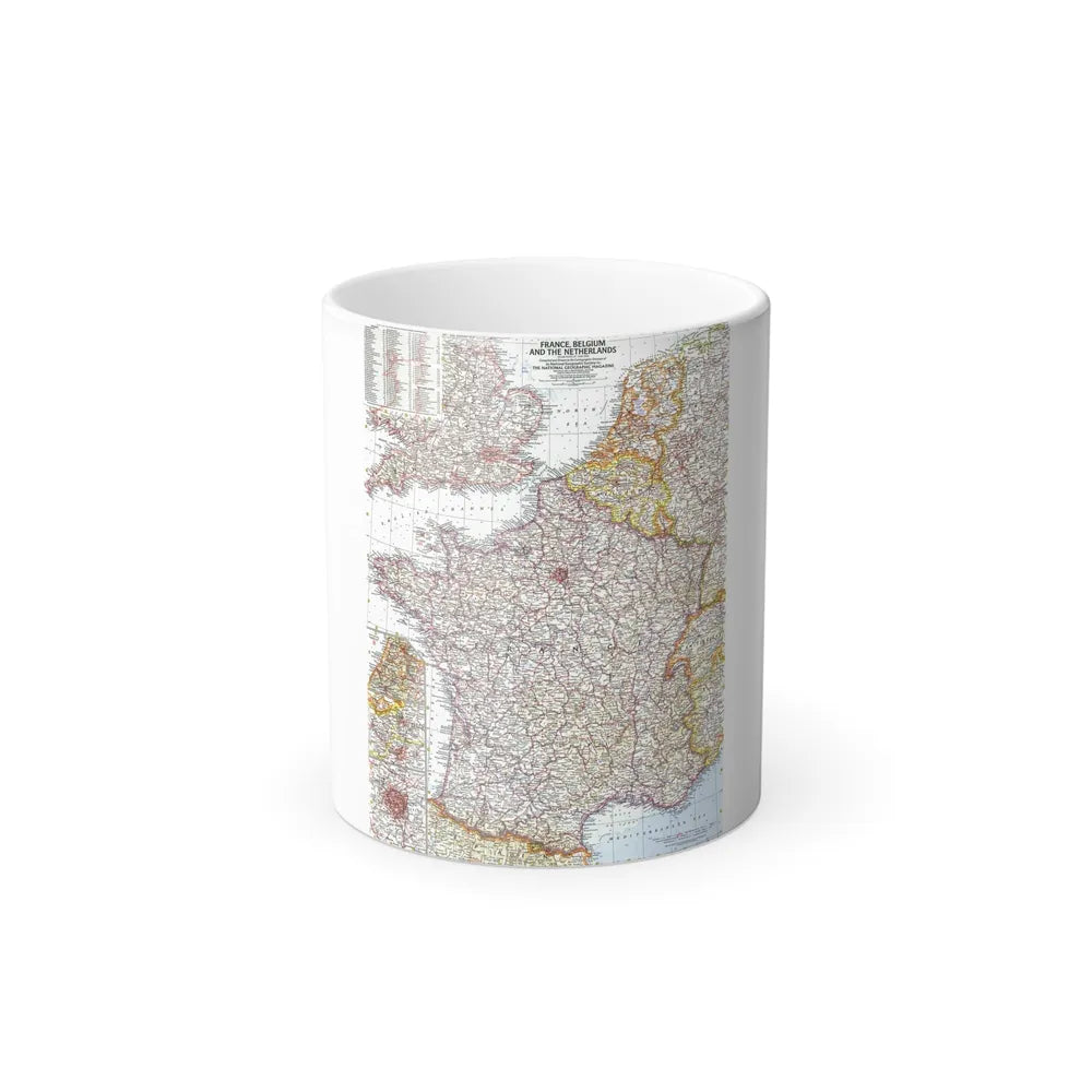 France, Belgium, and the Netherlands (1960) (Map) Color Changing Mug 11oz-Go Mug Yourself