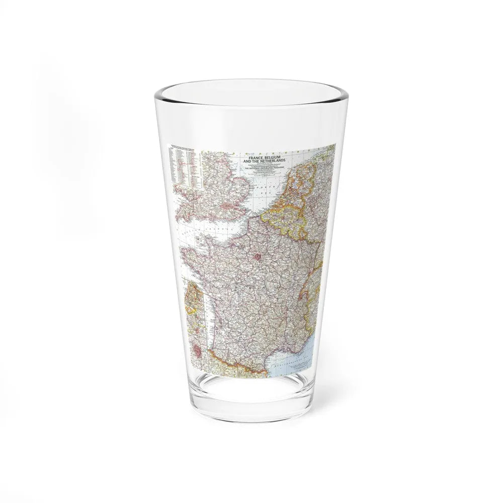 France, Belgium, and the Netherlands (1960) (Map) Pint Glass 16oz-16oz-Go Mug Yourself