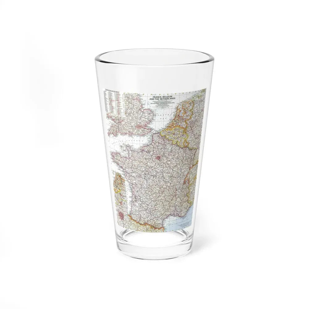 France, Belgium, and the Netherlands (1960) (Map) Pint Glass 16oz 16oz - Go Mug Yourself