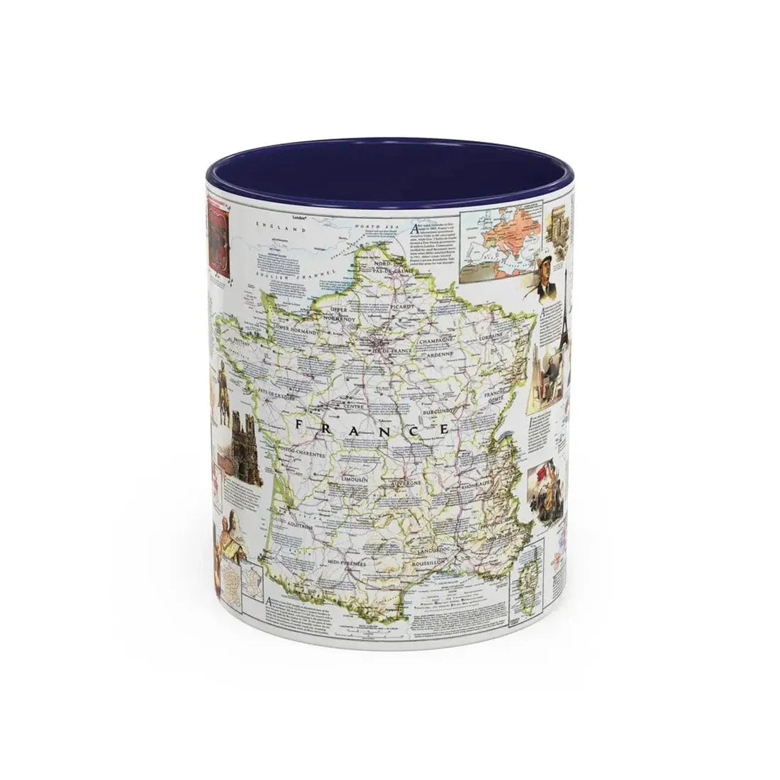 France- - Historical Evolution of a Nation (1989) (Map) Accent Coffee Mug 11oz Navy - Go Mug Yourself