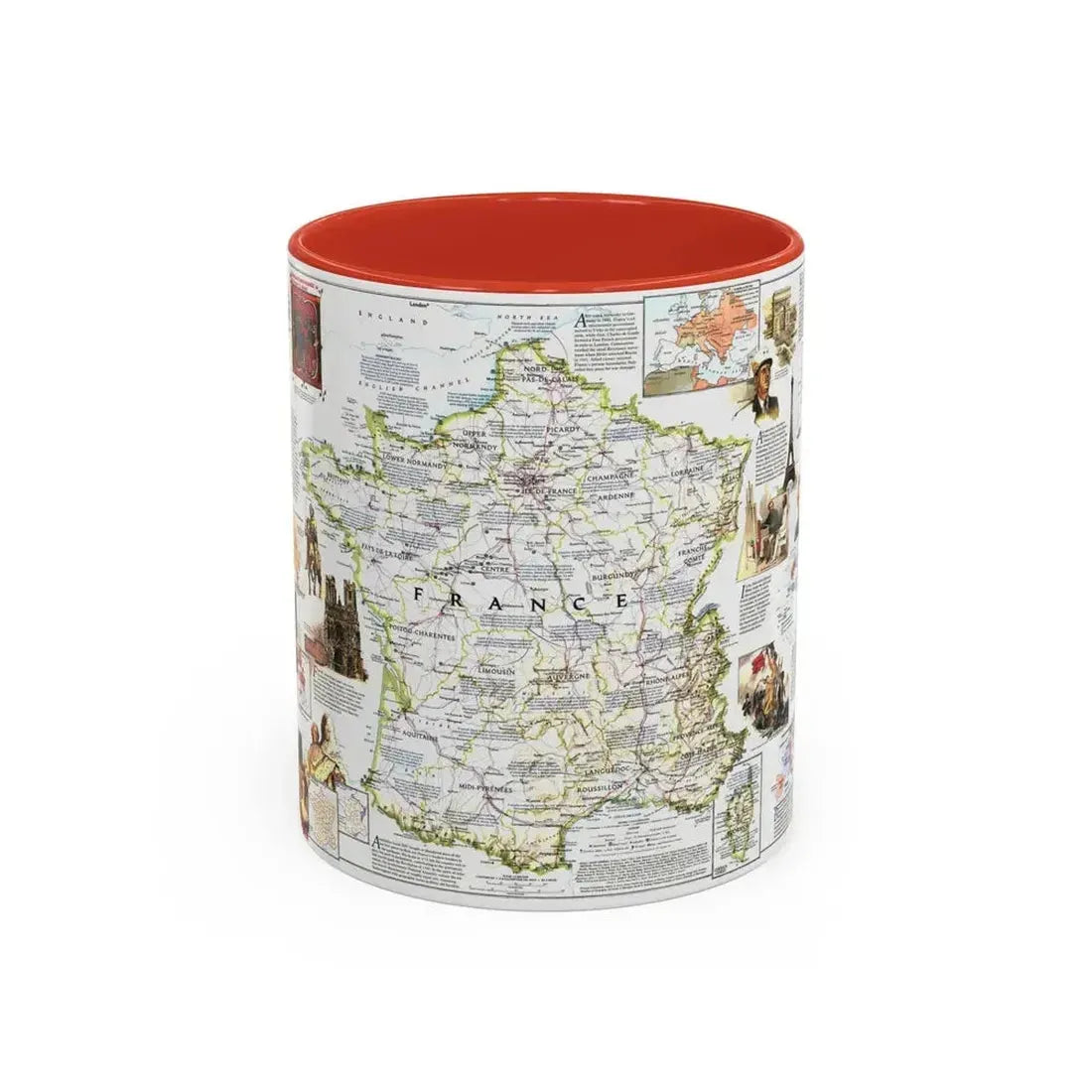 France- - Historical Evolution of a Nation (1989) (Map) Accent Coffee Mug 11oz Red - Go Mug Yourself