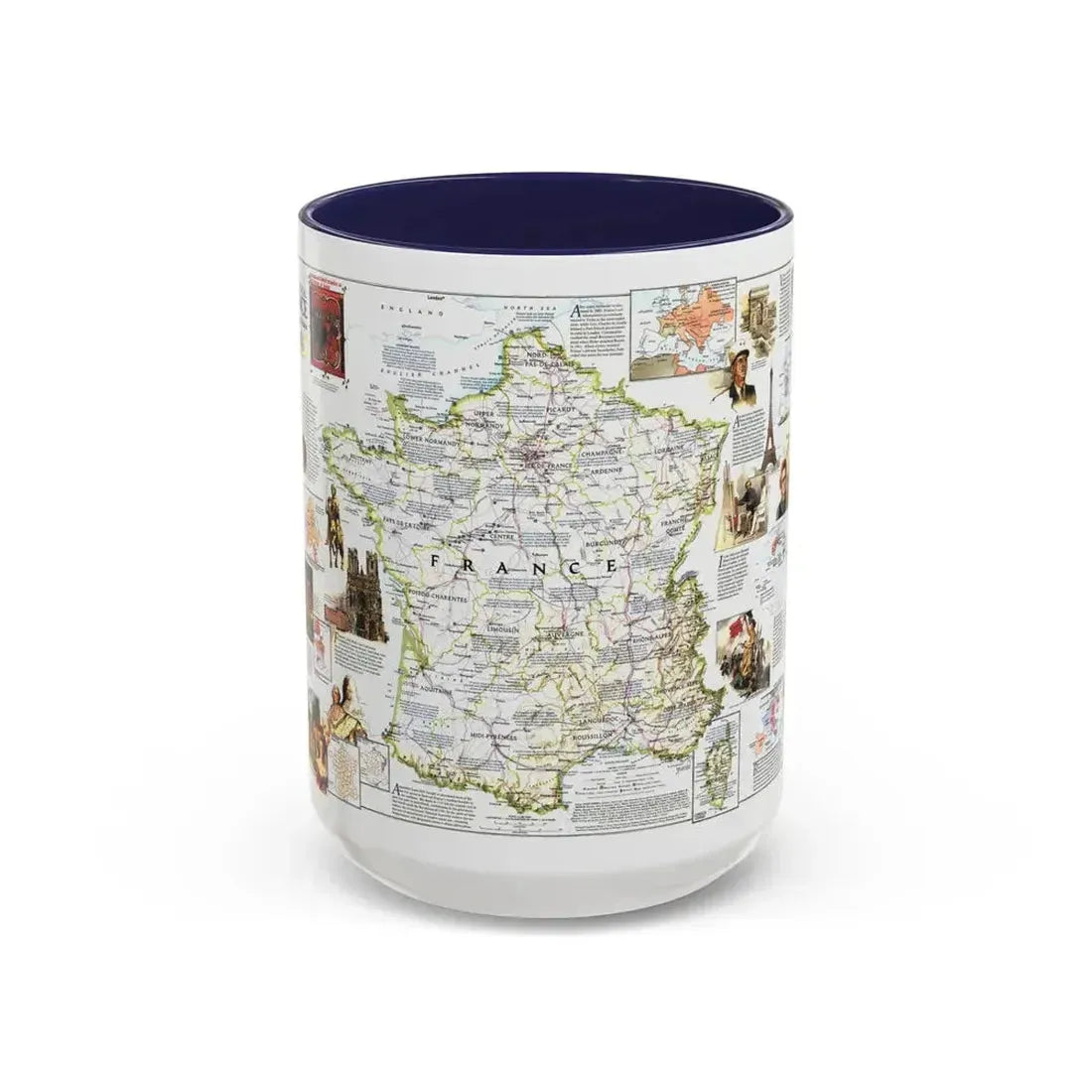 France- - Historical Evolution of a Nation (1989) (Map) Accent Coffee Mug 15oz Navy - Go Mug Yourself