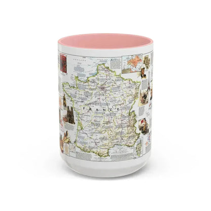 France- - Historical Evolution of a Nation (1989) (Map) Accent Coffee Mug 15oz Pink - Go Mug Yourself
