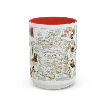 France- - Historical Evolution of a Nation (1989) (Map) Accent Coffee Mug 15oz Red - Go Mug Yourself