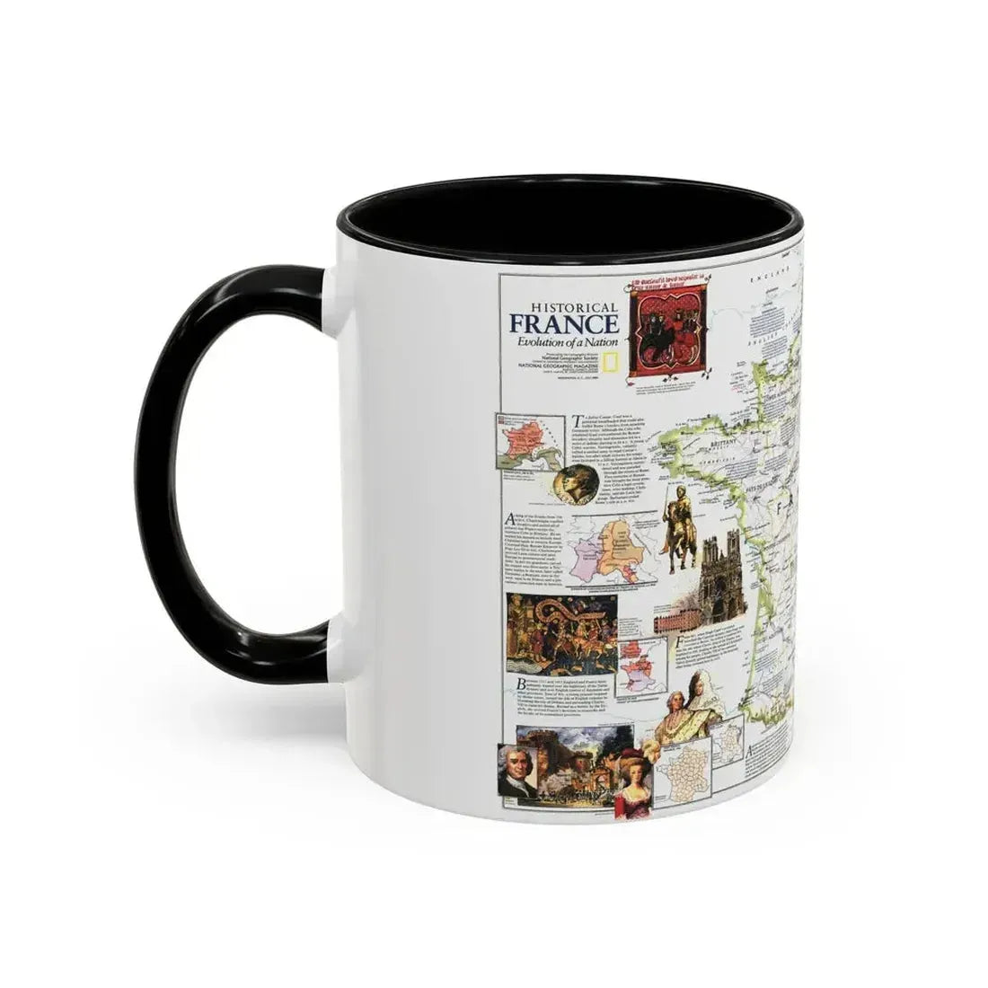France- - Historical Evolution of a Nation (1989) (Map) Accent Coffee Mug - Go Mug Yourself