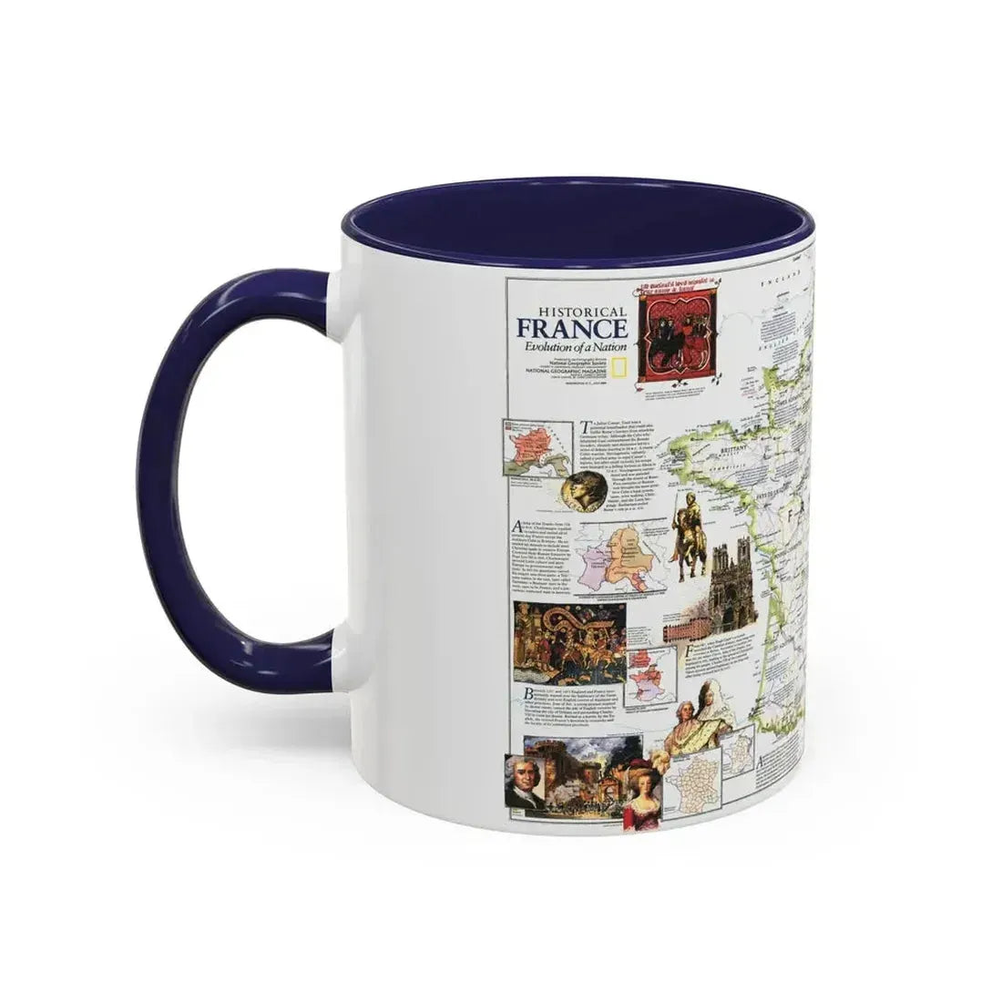 France- - Historical Evolution of a Nation (1989) (Map) Accent Coffee Mug - Go Mug Yourself