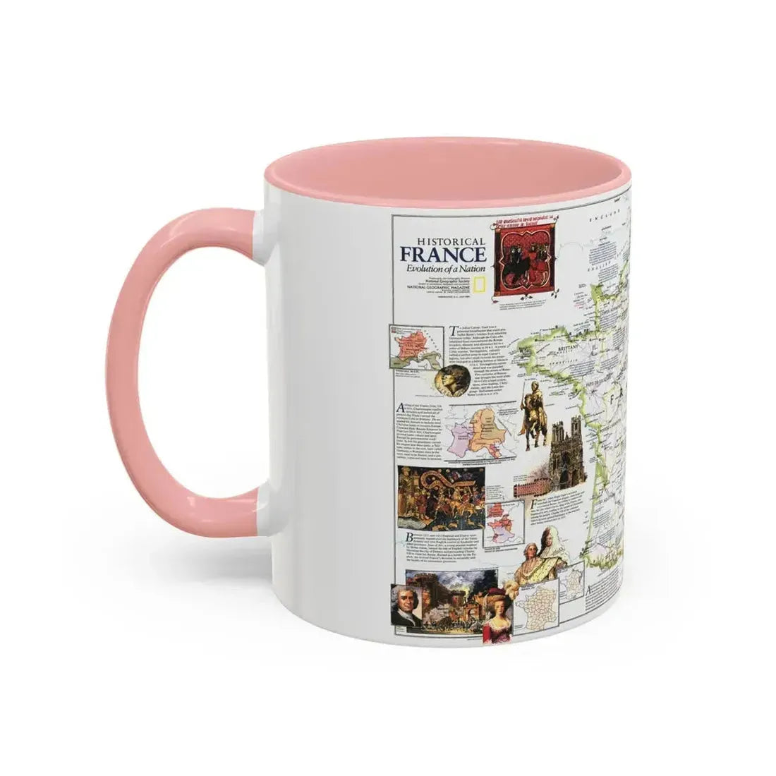 France- - Historical Evolution of a Nation (1989) (Map) Accent Coffee Mug - Go Mug Yourself