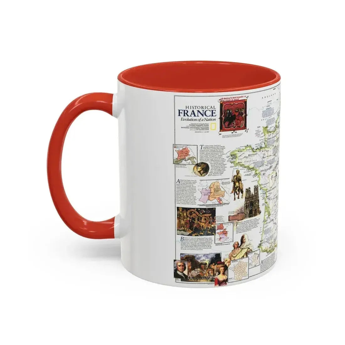 France- - Historical Evolution of a Nation (1989) (Map) Accent Coffee Mug - Go Mug Yourself