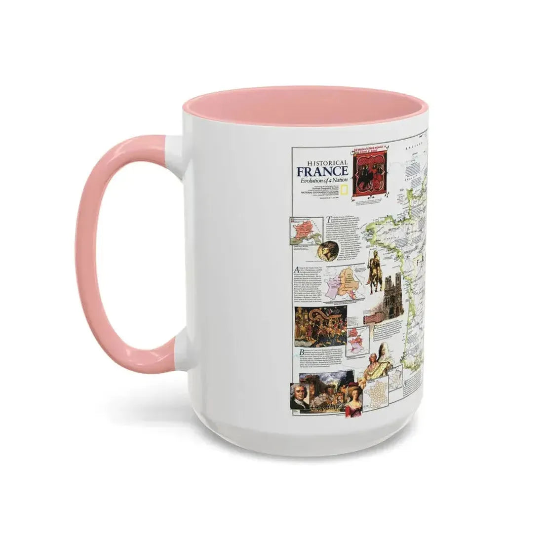 France- - Historical Evolution of a Nation (1989) (Map) Accent Coffee Mug - Go Mug Yourself