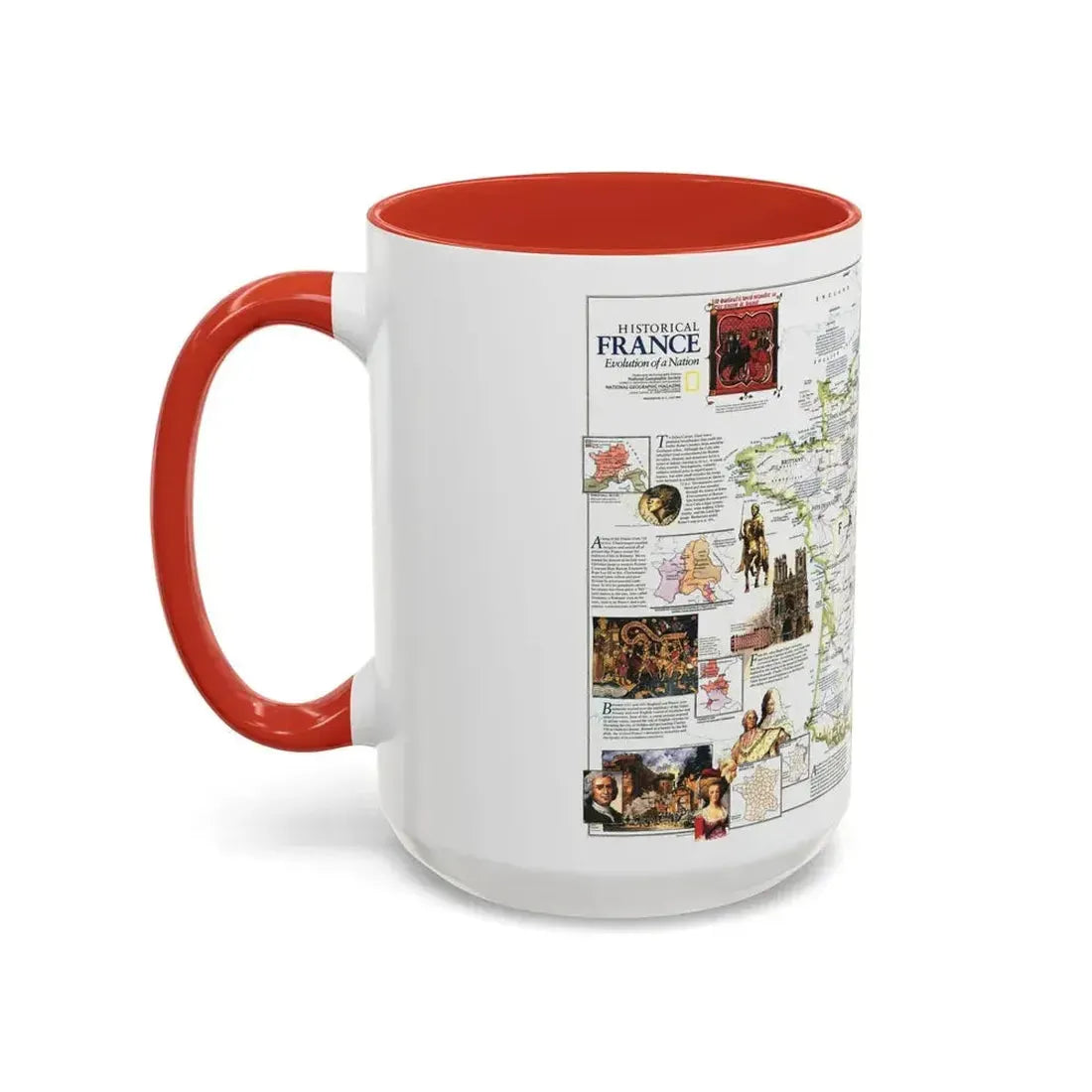 France- - Historical Evolution of a Nation (1989) (Map) Accent Coffee Mug - Go Mug Yourself