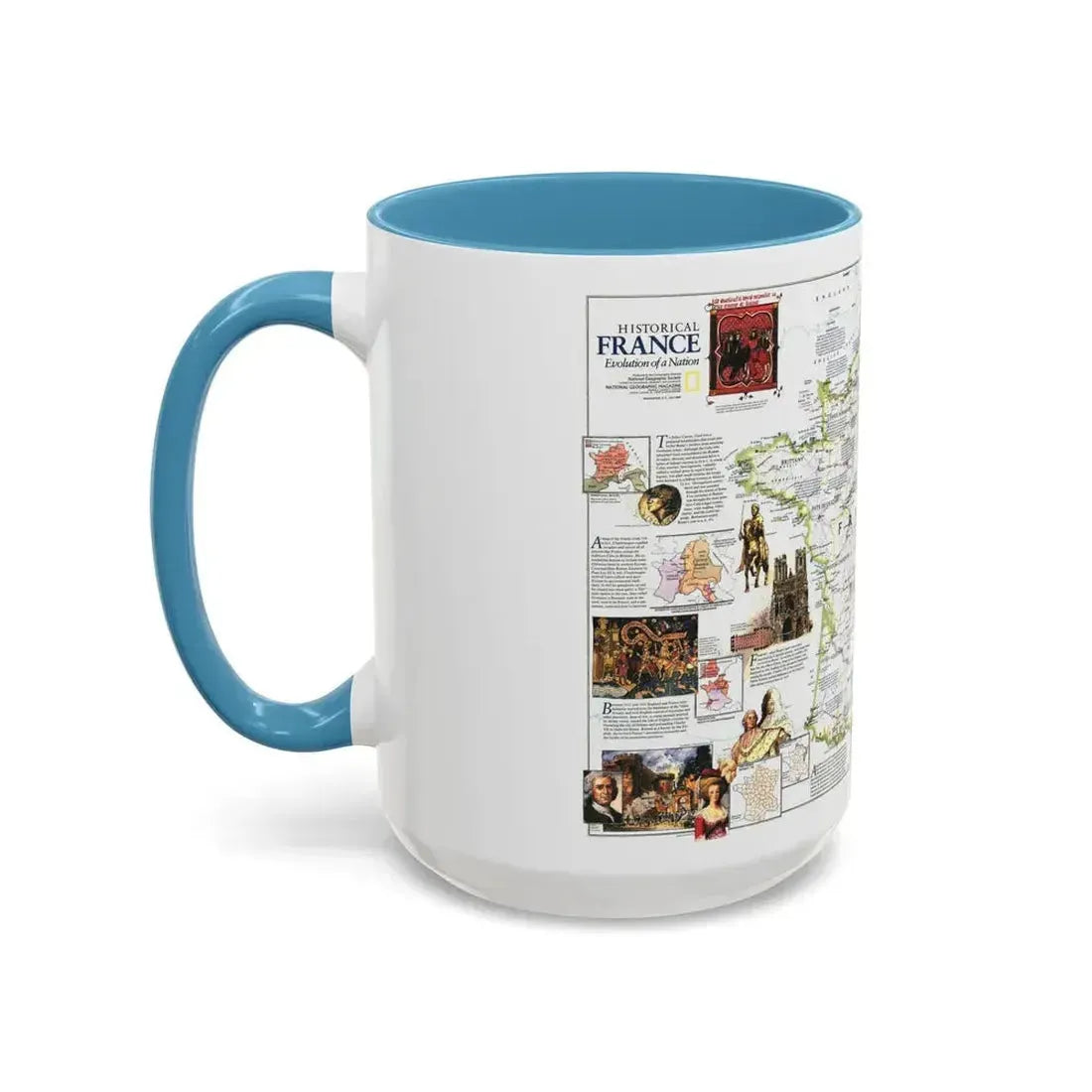 France- - Historical Evolution of a Nation (1989) (Map) Accent Coffee Mug - Go Mug Yourself