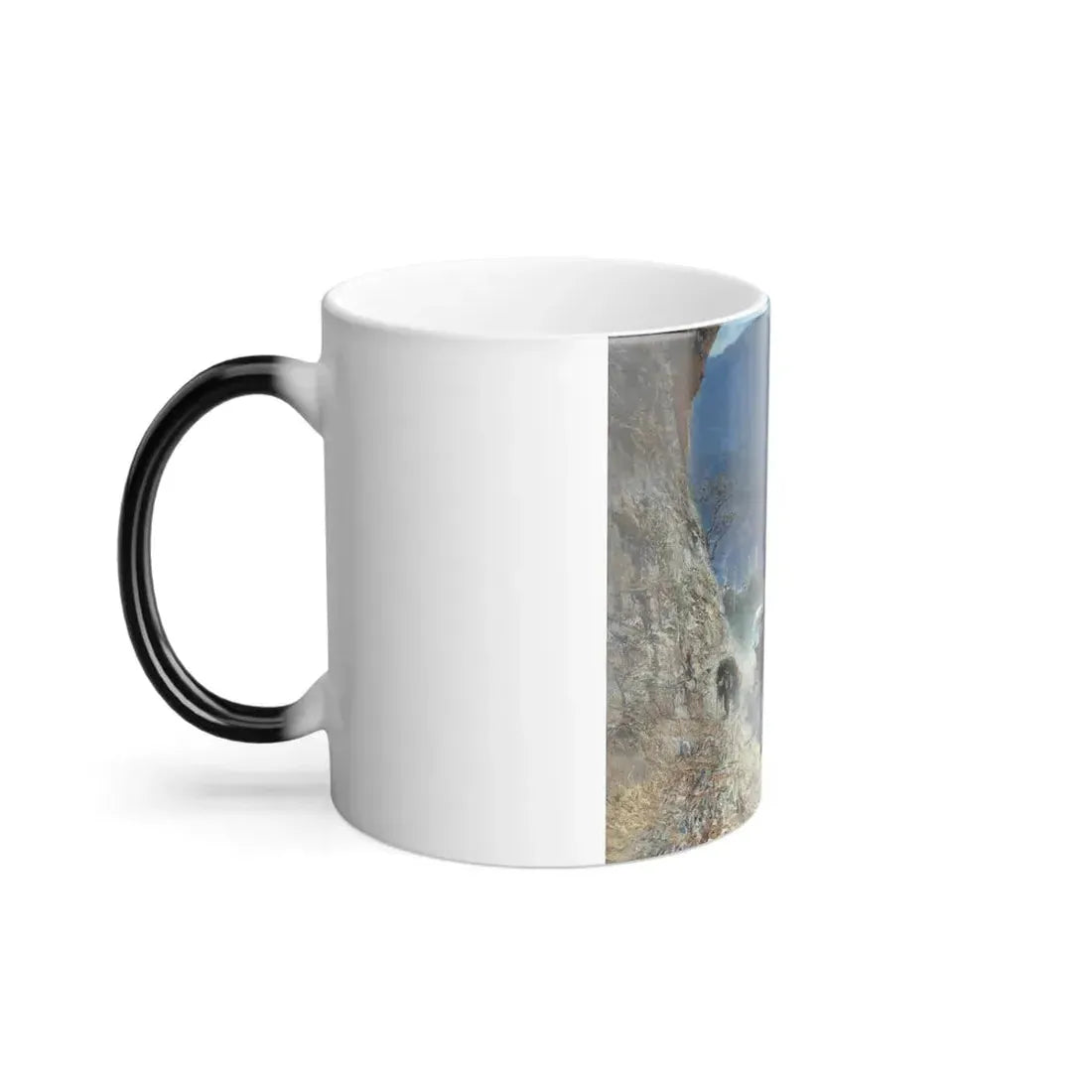 Francesco Mancini (1830-1905) Horses and Travelers Ascending an Italian Mountain Road - Oil on Canvas 1-0 - Color Changing Mug 11oz - Go Mug Yourself
