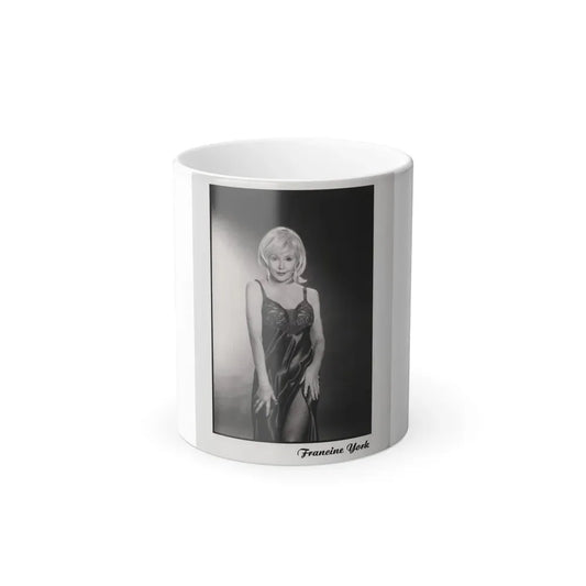 Francine York #170 - 8x10 B&W more recent most of body in night gown Glamour Photo Re-Print (Vintage Female Icon) Color Changing Mug 11oz 11oz - Go Mug Yourself