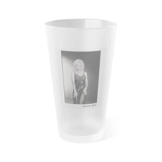 Francine York #170 - 8x10 B&W more recent most of body in night gown Glamour Photo Re-Print (Vintage Female Icon) Frosted Pint Glass 16oz 16oz Frosted - Go Mug Yourself