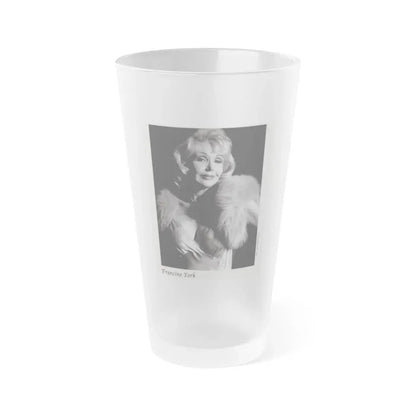 Francine York #171 - 8x10 B&W very recent Upper Body Glamour Night Gown with, Fur Photo on Postcard Paper (Vintage Female Icon) Frosted Pint Glass 16oz 16oz Frosted - Go Mug Yourself