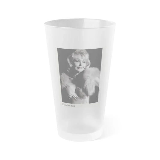 Francine York #171 - 8x10 B&W very recent Upper Body Glamour Night Gown with, Fur Photo on Postcard Paper (Vintage Female Icon) Frosted Pint Glass 16oz 16oz Frosted - Go Mug Yourself