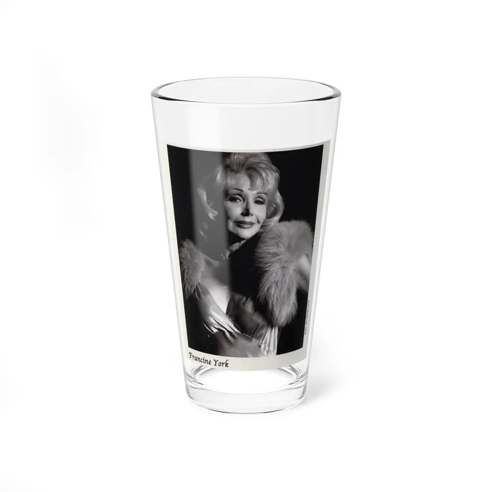 Francine York #171 - 8x10 B&W very recent Upper Body Glamour Night Gown with, Fur Photo on Postcard Paper (Vintage Female Icon) Pint Glass 16oz-16oz-Go Mug Yourself