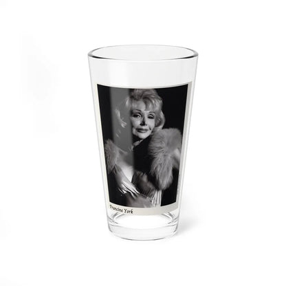 Francine York #171 - 8x10 B&W very recent Upper Body Glamour Night Gown with, Fur Photo on Postcard Paper (Vintage Female Icon) Pint Glass 16oz-16oz-Go Mug Yourself