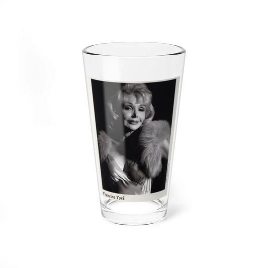 Francine York #171 - 8x10 B&W very recent Upper Body Glamour Night Gown with, Fur Photo on Postcard Paper (Vintage Female Icon) Pint Glass 16oz-16oz-Go Mug Yourself