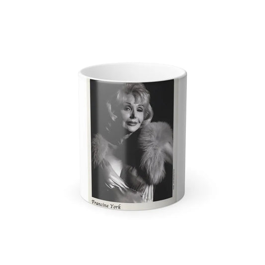 Francine York #171 - 8x10 B&W very recent Upper Body Glamour Night Gown with, Fur Photo on Postcard Paper (Vintage Female Icons) Color Changing Mug 11oz-11oz-Go Mug Yourself