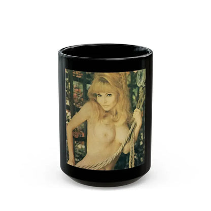 Francine York #23 - Topless (Vintage Female Icon) Black Coffee Mug 15oz - Go Mug Yourself