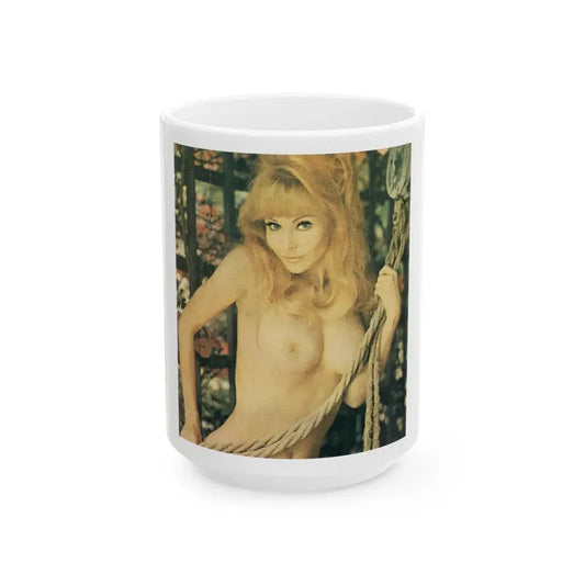 Francine York #23 - Topless (Vintage Female Icon) White Coffee Mug 15oz - Go Mug Yourself
