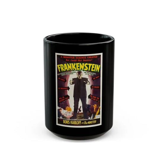 FRANKENSTEIN 1931 Movie Poster - Black Coffee Mug 15oz - Go Mug Yourself