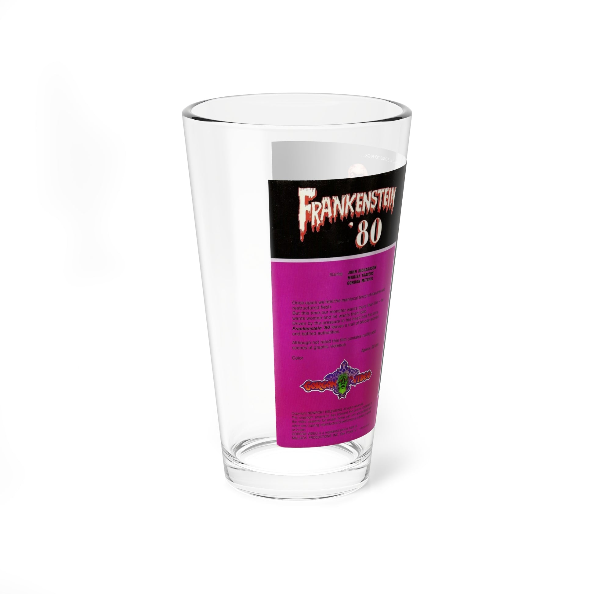 FRANKENSTEIN 80 (VHS COVER) Pint Glass 16oz-Go Mug Yourself