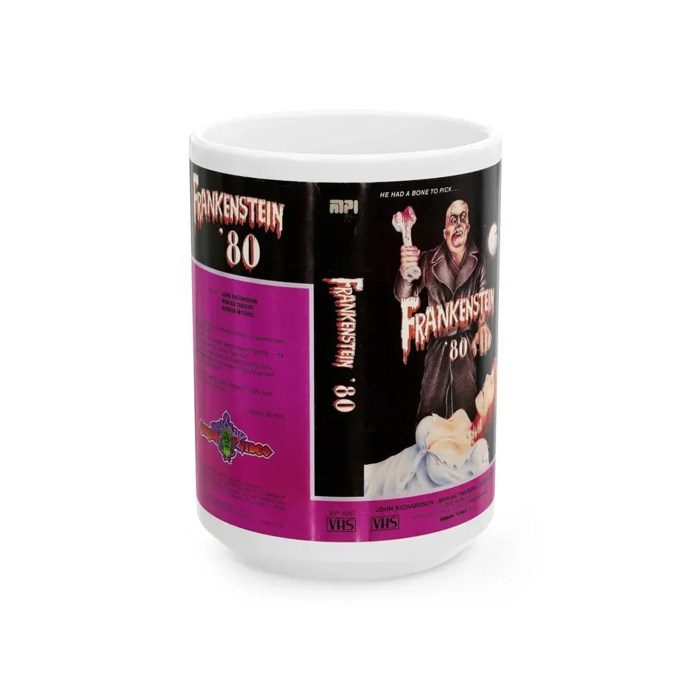 FRANKENSTEIN 80 (VHS COVER) - White Coffee Mug 15oz - Go Mug Yourself