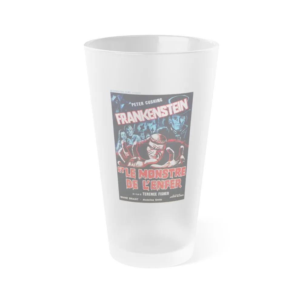 FRANKENSTEIN AND THE MONSTER FROM HELL (FRENCH) 1974 Movie Poster - Frosted Pint Glass 16oz-16oz-Frosted-Go Mug Yourself