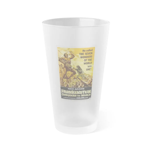 FRANKENSTEIN CONQUERS THE WORLD 1966 Movie Poster - Frosted Pint Glass 16oz-16oz-Frosted-Go Mug Yourself