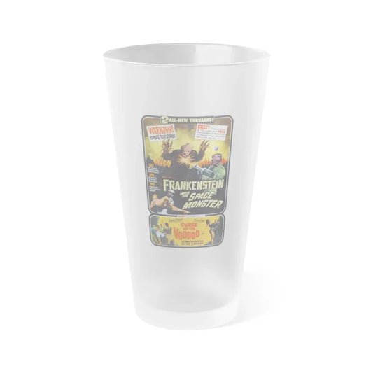 FRANKENSTEIN MEETS THE SPACE MONSTER + CURSE OF THE VOODOO 1965 Movie Poster - Frosted Pint Glass 16oz 16oz Frosted - Go Mug Yourself