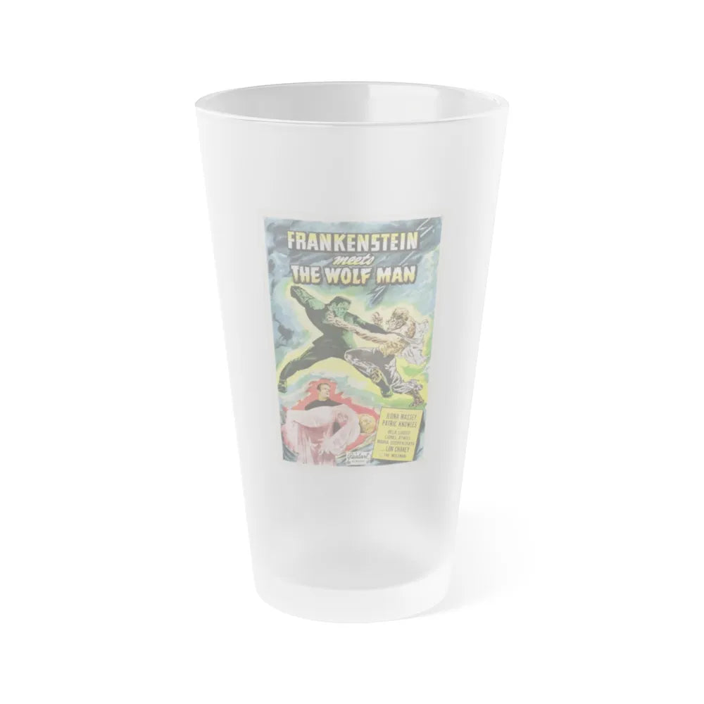 FRANKENSTEIN MEETS THE WOLF MAN (2) 1943 Movie Poster - Frosted Pint Glass 16oz-16oz-Frosted-Go Mug Yourself