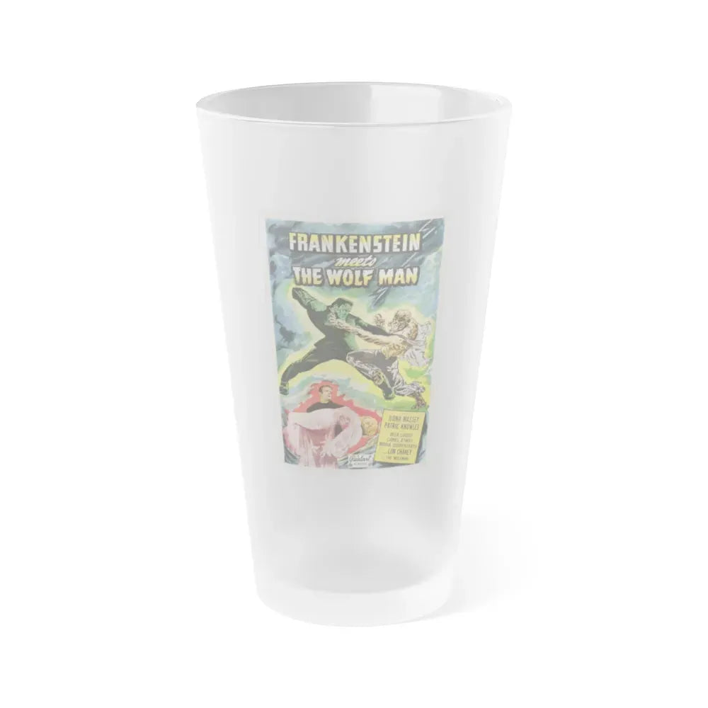 FRANKENSTEIN MEETS THE WOLF MAN (2) 1943 Movie Poster - Frosted Pint Glass 16oz 16oz Frosted - Go Mug Yourself