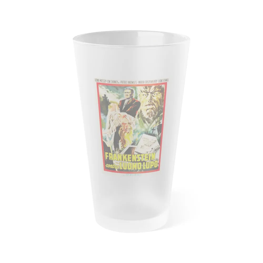 FRANKENSTEIN MEETS THE WOLF MAN (ITALIAN) 1943 Movie Poster - Frosted Pint Glass 16oz-16oz-Frosted-Go Mug Yourself