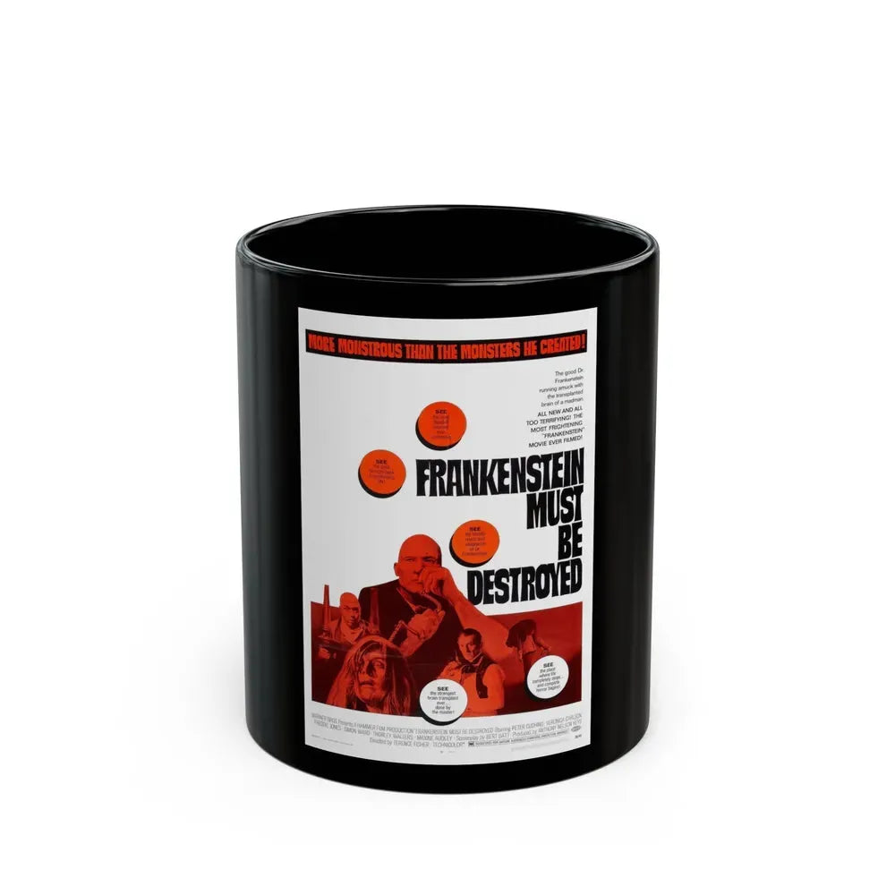 FRANKENSTEIN MUST BE DESTROYED 1969 Movie Poster - Black Coffee Mug 11oz - Go Mug Yourself