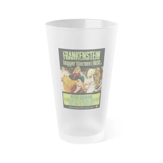 FRANKENSTEIN MUST BE DESTROYED (DANISH) 1969 Movie Poster - Frosted Pint Glass 16oz-16oz-Frosted-Go Mug Yourself