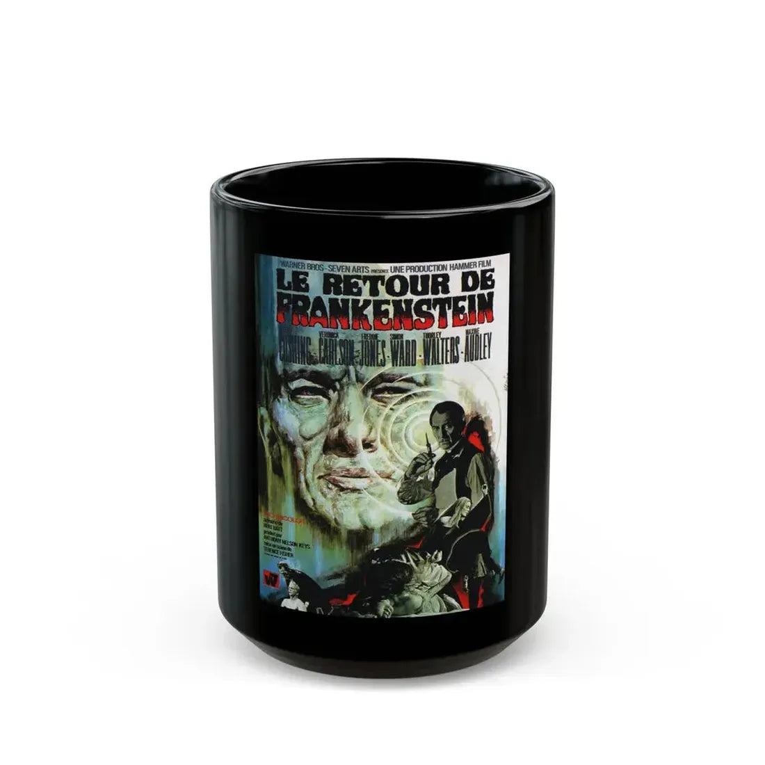 FRANKENSTEIN MUST BE DESTROYED (FRENCH) 1969 Movie Poster - Black Coffee Mug 15oz - Go Mug Yourself