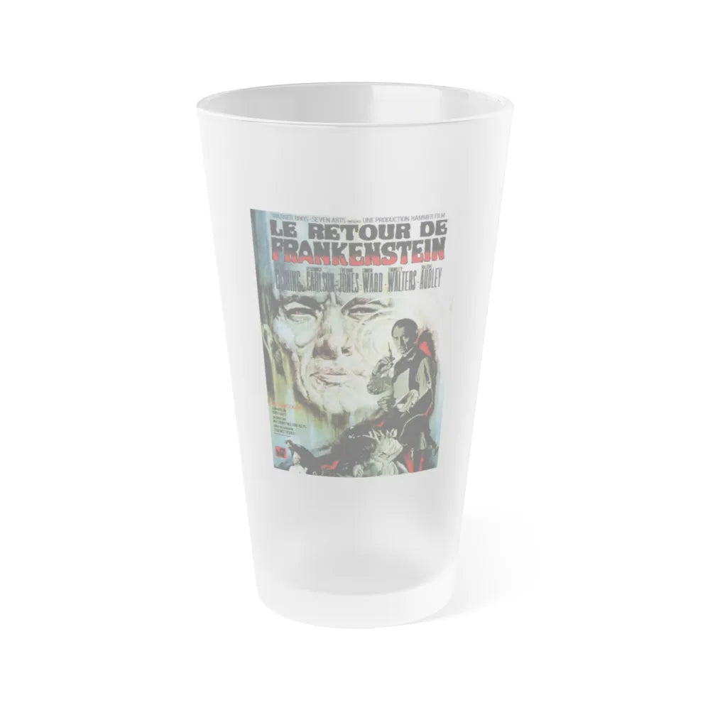 FRANKENSTEIN MUST BE DESTROYED (FRENCH) 1969 Movie Poster - Frosted Pint Glass 16oz-16oz-Frosted-Go Mug Yourself